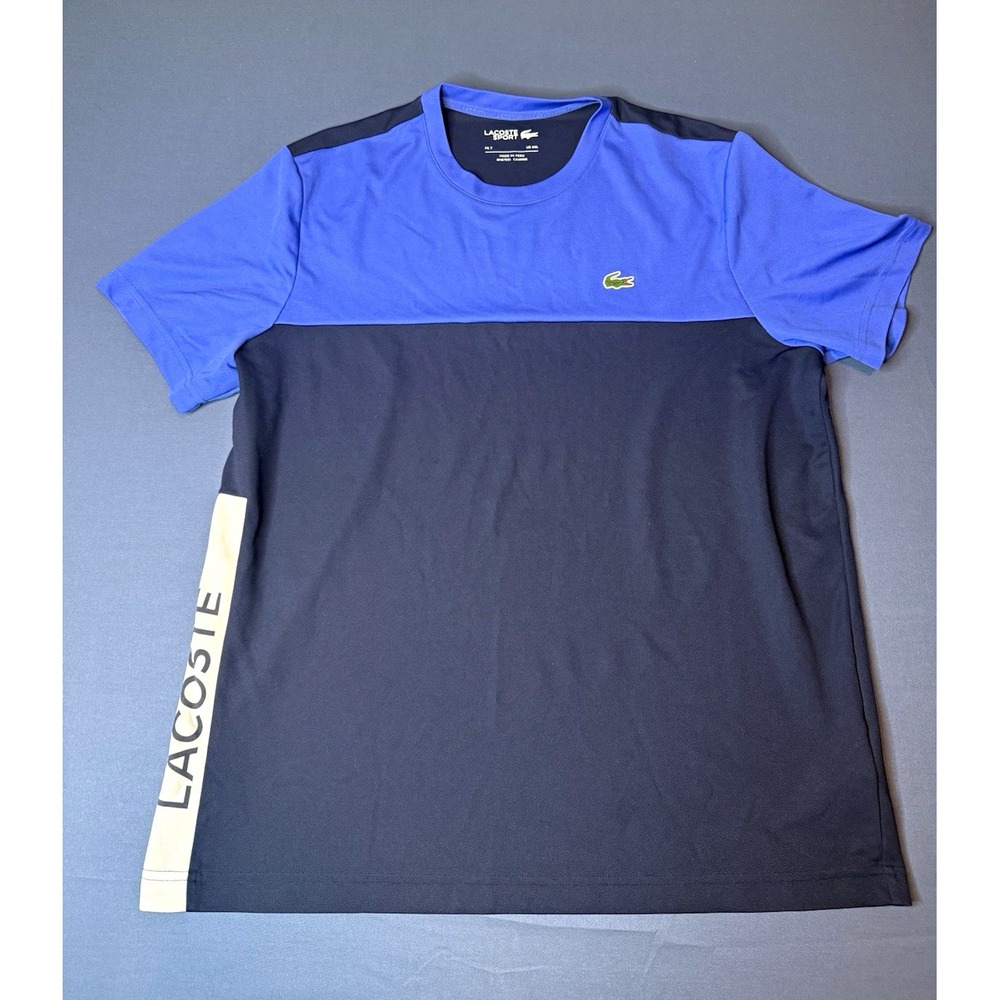 Lacoste Sport Men's Colorblock Polyester Crew Neck T-Shirt 2XL Blue Navy
